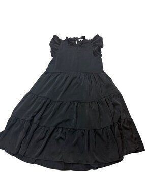 Pinch Black Ruffled Tiered Midi Dress With Sleeveless Design Size M (LL250)